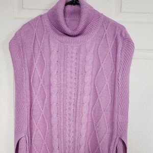 Women's Fall Winter Turtleneck Poncho Sweater Fashion Chunky Knit Cape Wrap Swea